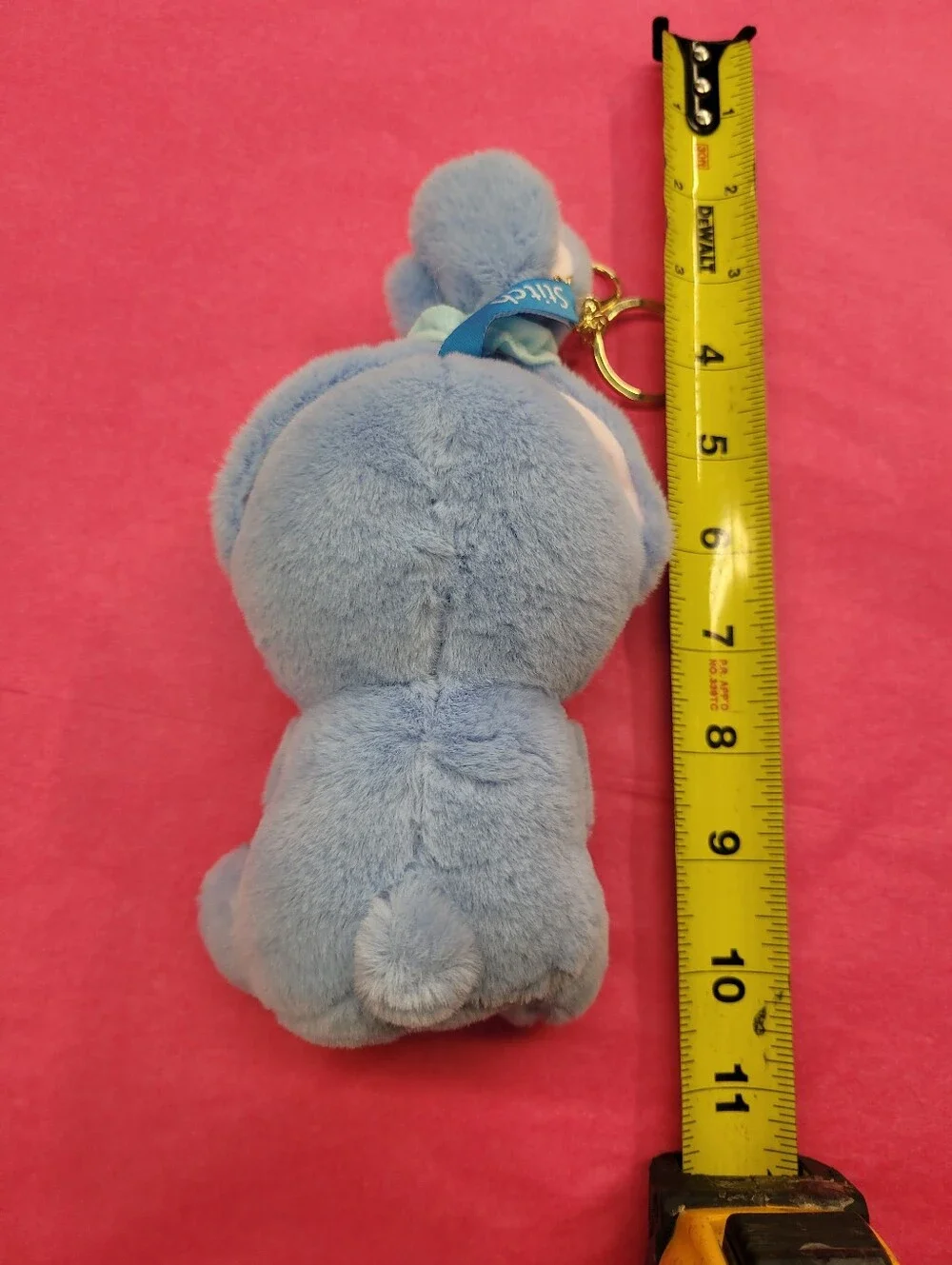 Blue Cosbi Plush Key Chain with Pink Polka Dot Bow 7